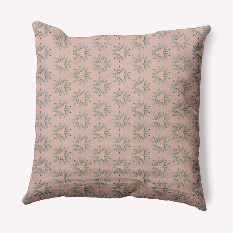 Housse et insert de coussin décoratif carré Chickens-go-rond, Rouge délavé, 16 po x 16 po