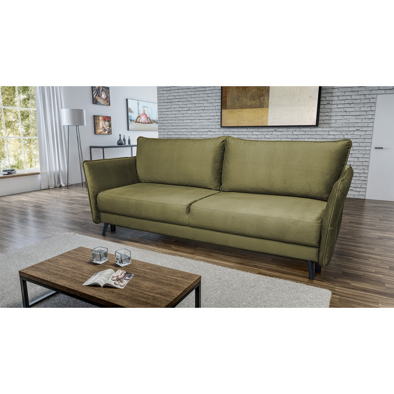 Pam 3 Seater Velvet Sofa Bed, Green