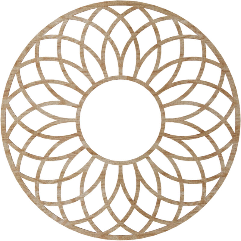 Médaillon de plafond en bois ajouré Cannes, Chêne rouge, H 34 po x l 34 po x P 0,25 po