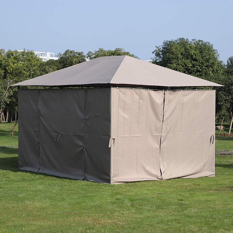 Pavillon de jardin en acier, Kaki, H 106,2 po x l 120 po x P 156 po