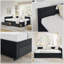 Structure de lit double capitonnée pleine grandeur avec deux tiroirs, structure de canapé-lit avec dossier confortable et accoudoirs, velours, noir (79,5 po x 58 po x 25 po)-1762009707
