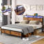 Industrial Full Bed Frame With LED Lights And 2 USB Ports, Bed Frame Full Size With Storage, Noise Free, No Box Spring Needed, Rustic Brown-553155936