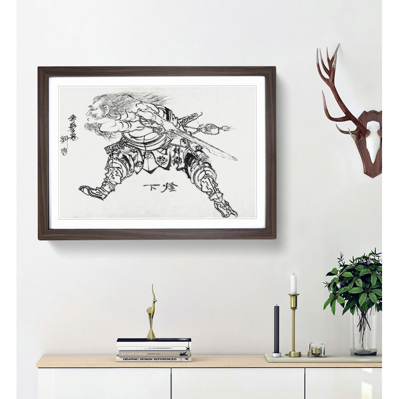Warrior by Katsushika Hokusai - Framed Print, 36cm H x 48cm W x 2cm D, Walnut Framed