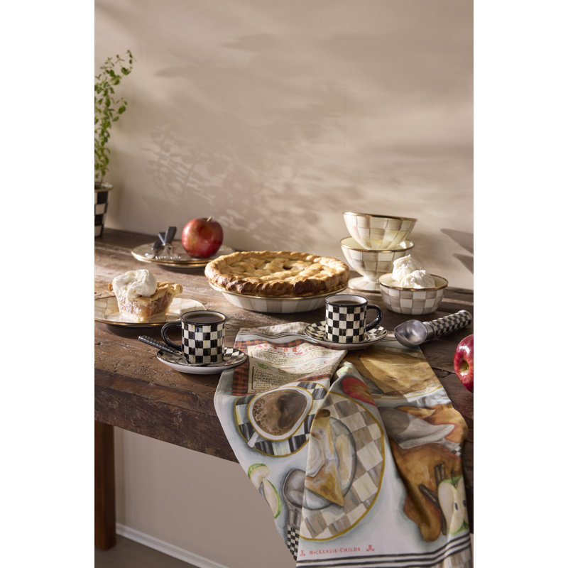 Sterling Check Stoneware Espresso Cup and Saucer, Set of 2, Black/White