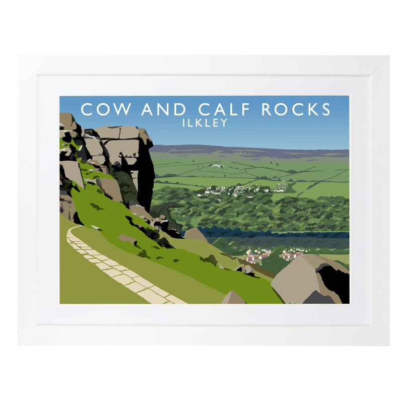 Cow And Calf Rocks by Richard O'Neil - Print, 44 cm H x 54 cm W x 2.2 cm D, White Wood Frame