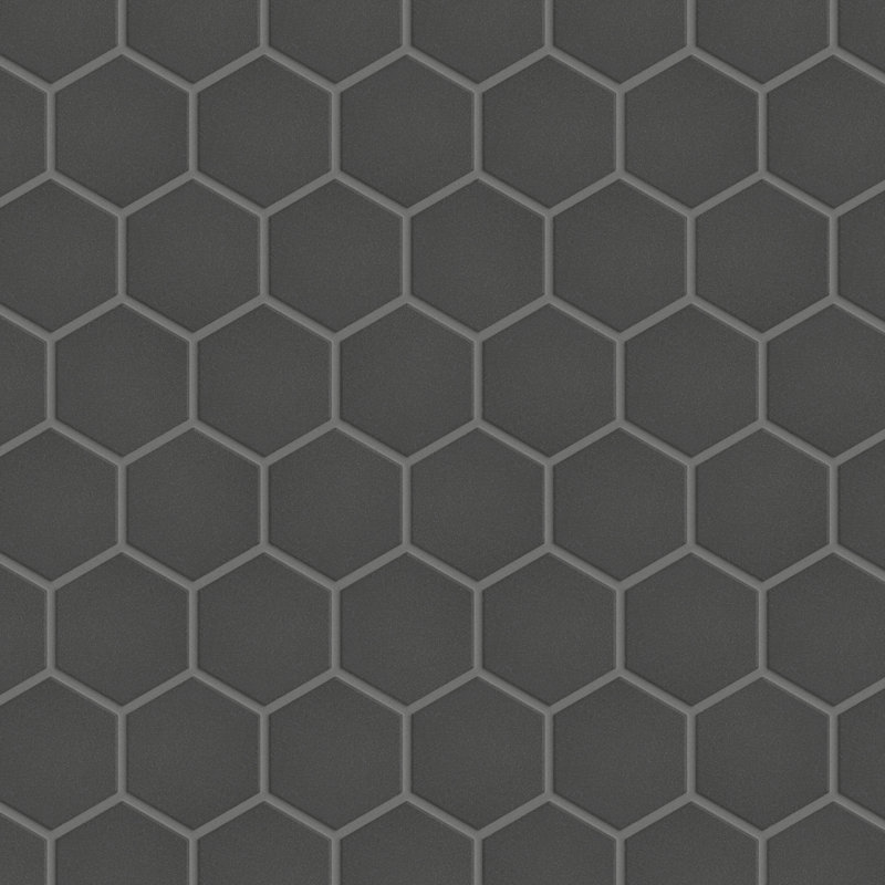 Gotham Hex 2" X 2" Porcelain Honeycomb Mosaic Wall & Floor Tile, Black