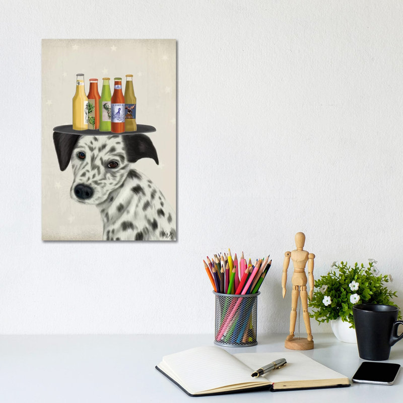 «Dalmatian Beer Lover» par Fab Funky, impression sur toile tendue, H 12 po x l 8 po x P 0,75 po
