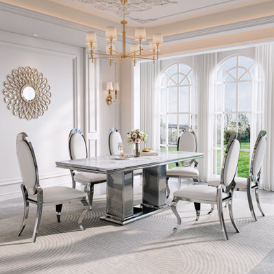 Double Pedestal Dining Table Set
