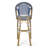 29.5" Outdoor PE Rattan French Barstool, Dark Teal and White, Aluminum Frame with Bamboo Finish (Set of 2)