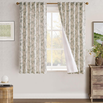 Paire de rideaux en lin mélangés à motif floral pour salon