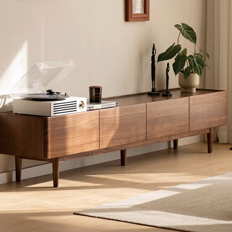 Meuble télé en bois de noyer avec rangement spacieux, 78.74"
