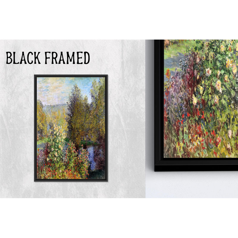 Impression sur toile Monet Garden: Impressionist Art Wall Decor, 1P BlackFramedCanves, H: 43,4 po x l: 31,6 po