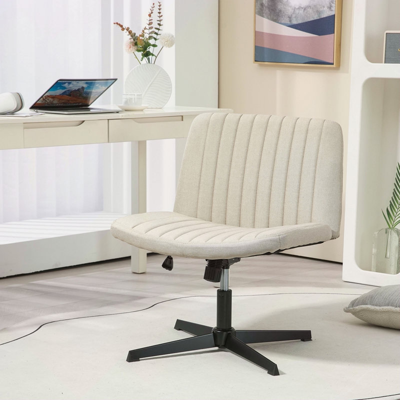 Fauteuil de bureau large, fauteuil de bureau sans accoudoir, fauteuil de coiffeuse en tissu d'ordinateur à hauteur réglable