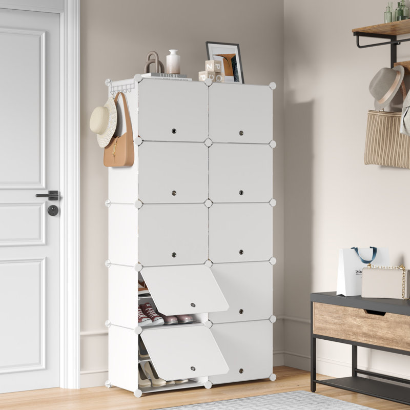 40 Pair Stackable Shoe Storage Cabinet, White