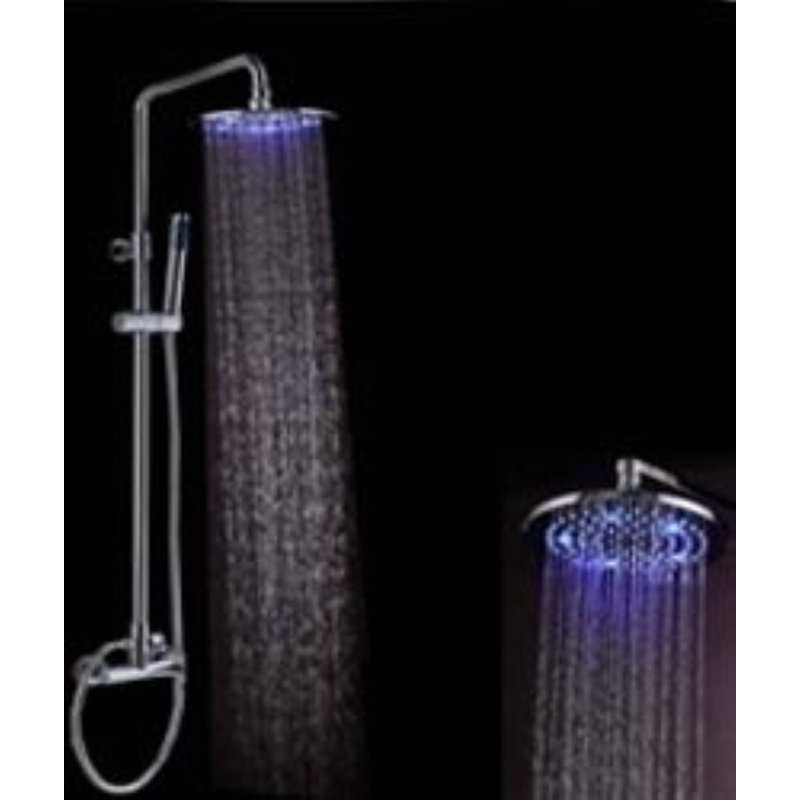 Juno Brass Finish LED Rainfall Wall Mount Shower Set - Handheld Shower and LED Faucet