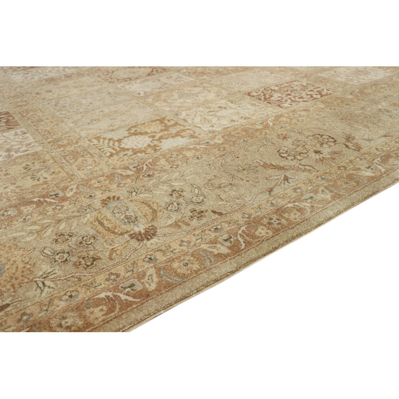 Baku Hand Knotted Wool Oriental Area Rug in Brown/Khaki/Beige