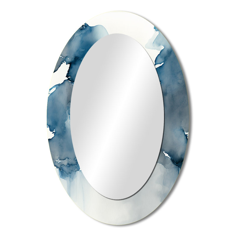 Feeling Honolulu Blue II - Modern Oval Wall Mirror, 36" x 24"