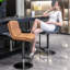 Tabouret de bar Bassilly, fauteuil de bar réglable en similicuir avec dossier moyen-374969773