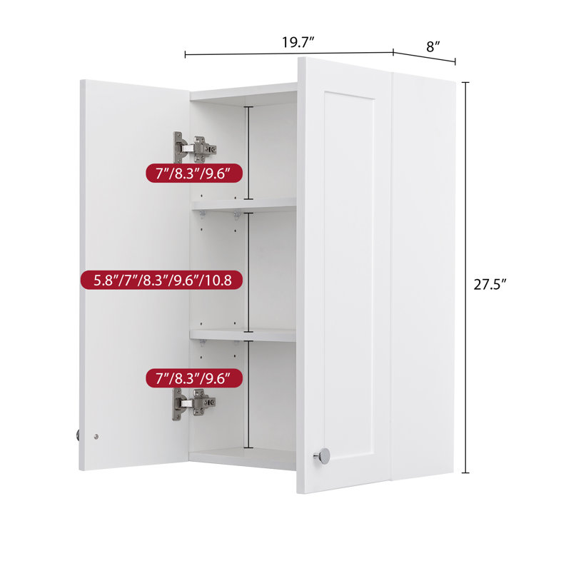 Armoire murale de salle de bain l 19 po x H 27 po avec tablette réglable Shake Style