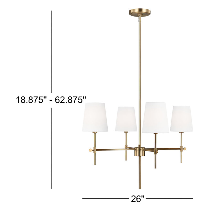 Baker 4 - Light Chandelier, Brushed Nickel, 18.13" H x 26" W x 26" D, No