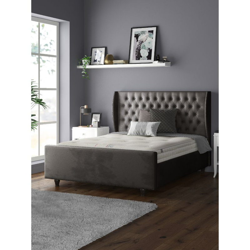 Bartelt Upholstered Bed, Charcoal, Double (4'6)