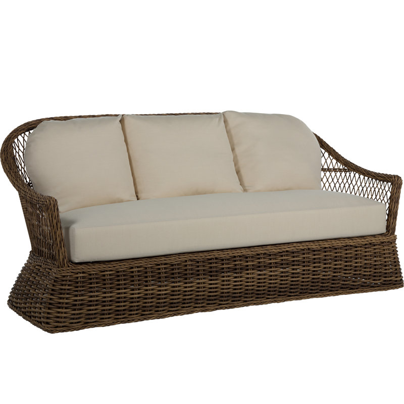 Soho N-Dura Resin Wicker Outdoor Sofa, No Welt + Standard Fill, Raffia, Intermix Bark