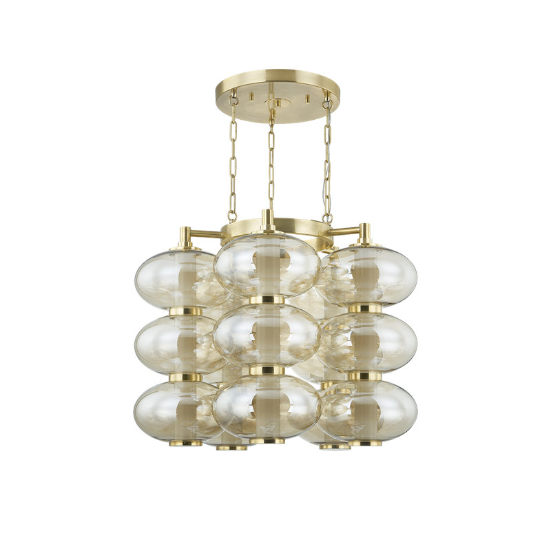 Lustre Toulouse en laiton rétro, H 25 po x l 31 po x P 31 po