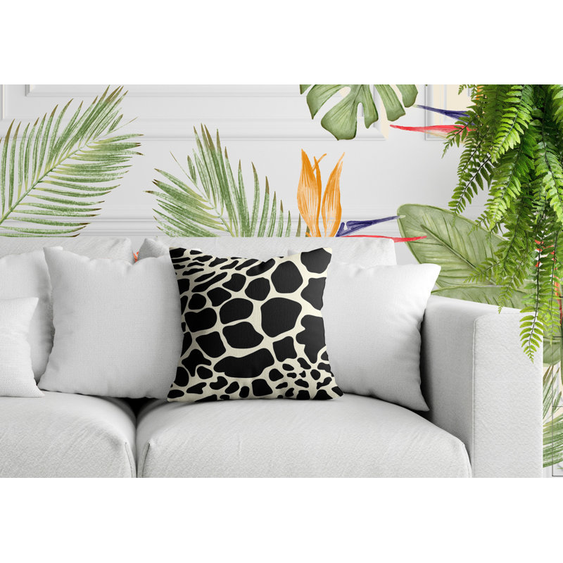 Giro Animal Print Reversible Indoor/Outdoor Square Pillow, Square 17", Black