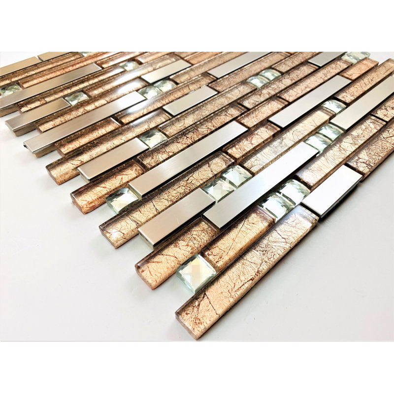 Carreau de mosaïque linéaire en métal / verre 0,6 po x 4 po