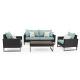 Milo 4 Piece Rattan Sunbrella Sofa Set with Cushions