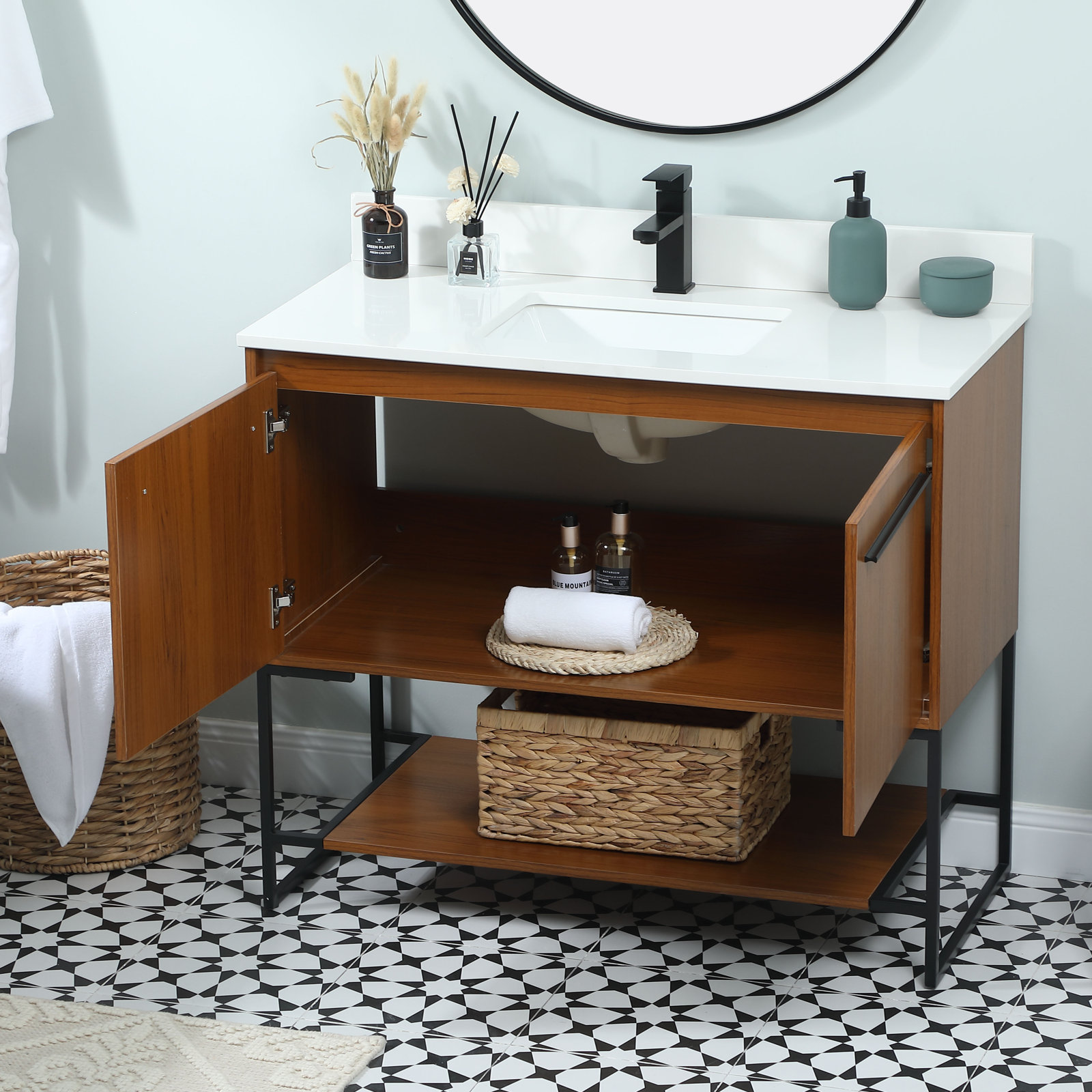 Rozell 40 " Single Bathroom Vanity, Teak