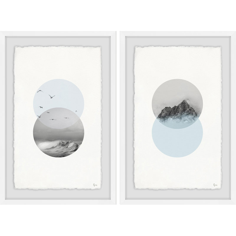 «Interchangeable Diptych» par Eyre Tarney - ensemble de 2 reproductions d'art sur papier encadré, H 18 po x l 12 po
