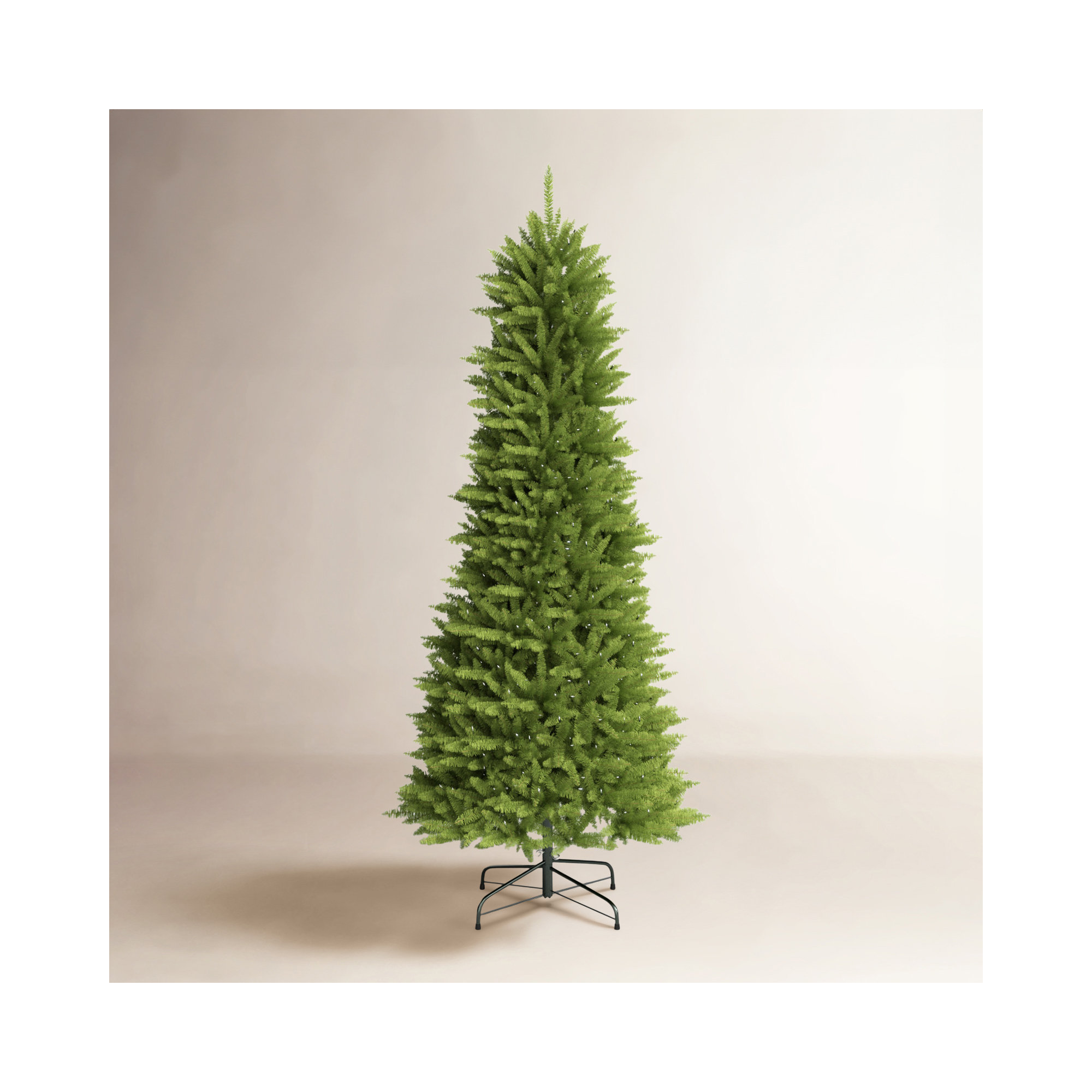 Slender Green Realistic Artificial Fir Christmas Tree, 9' H