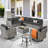 Rebbecca 8 - Person Patio Furniture Set with Swivel Rocker, Outdoor Wicker Rattan Sectional Seating Group with Cushions, All Weather Sofa Conversation Set with Fire Pit Table for Garden Backyard-2133259554