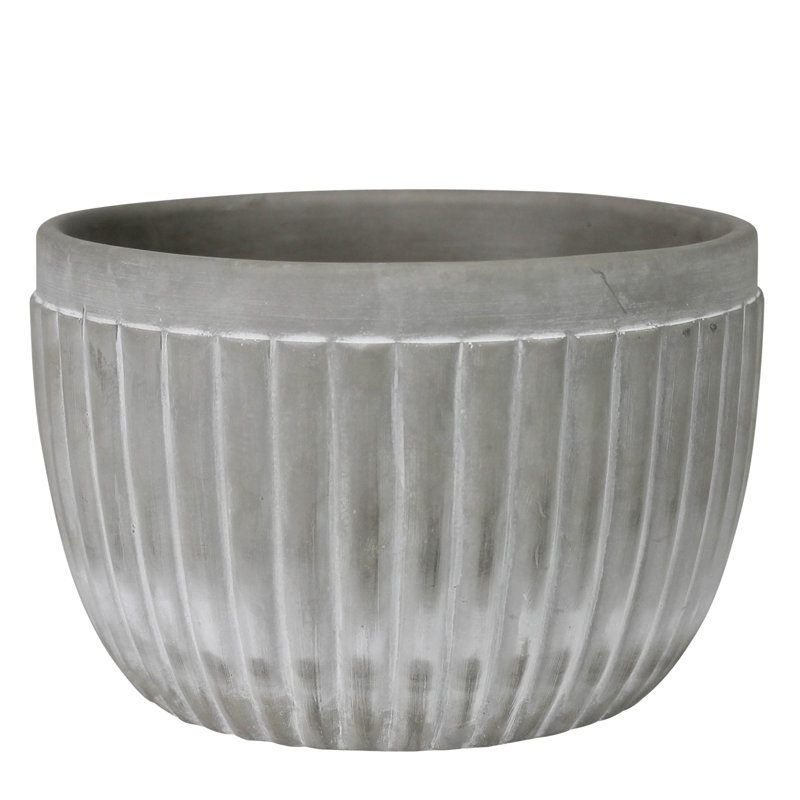 Scalloped Pot, Cement - 6”