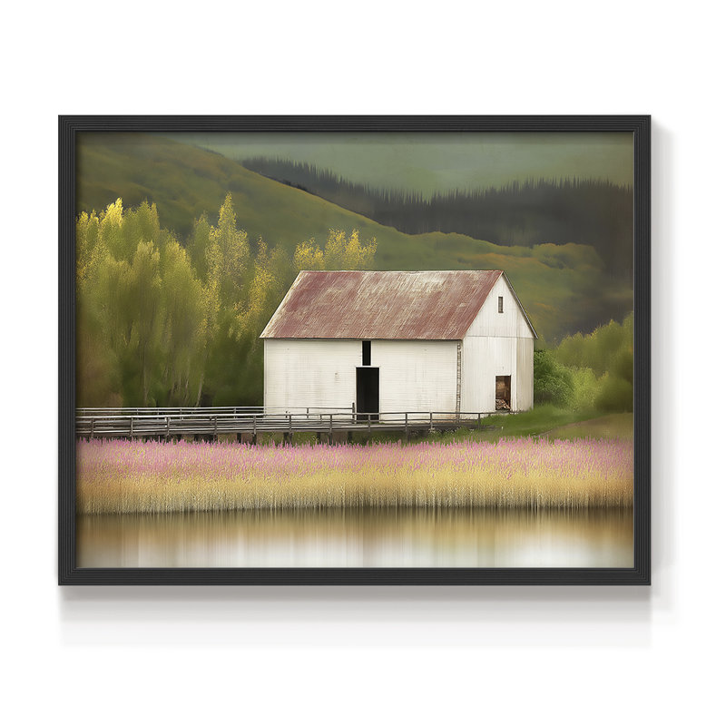 Paysage, série XXVVII, reproduction encadrée, H 11 po x l 14 po, Noir, noir, noir, noir