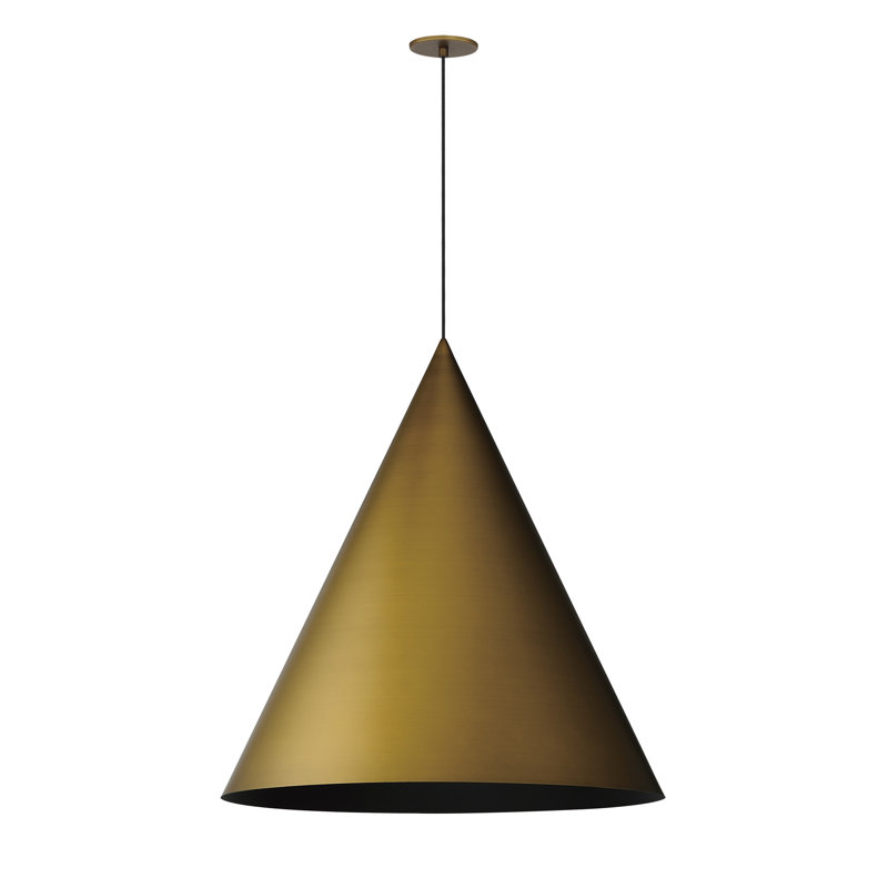 Assie 1 - Light Matte Black Cone Pendant, Gold