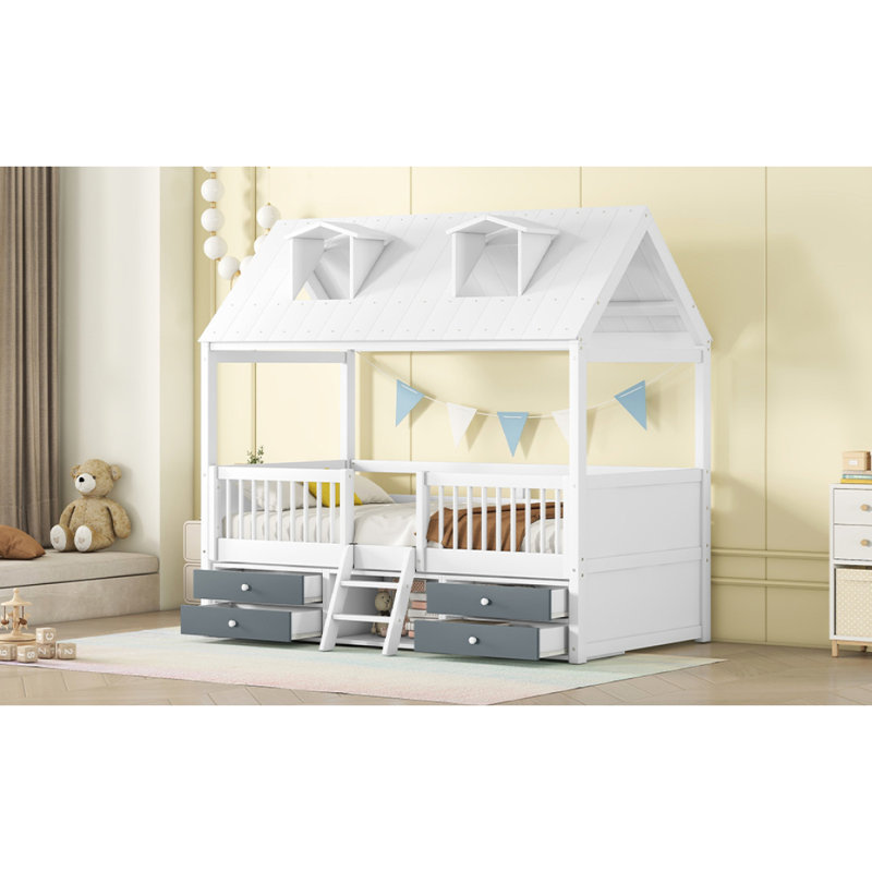 Structure de lit simple en bois, blanc, Lit simple, Blanc