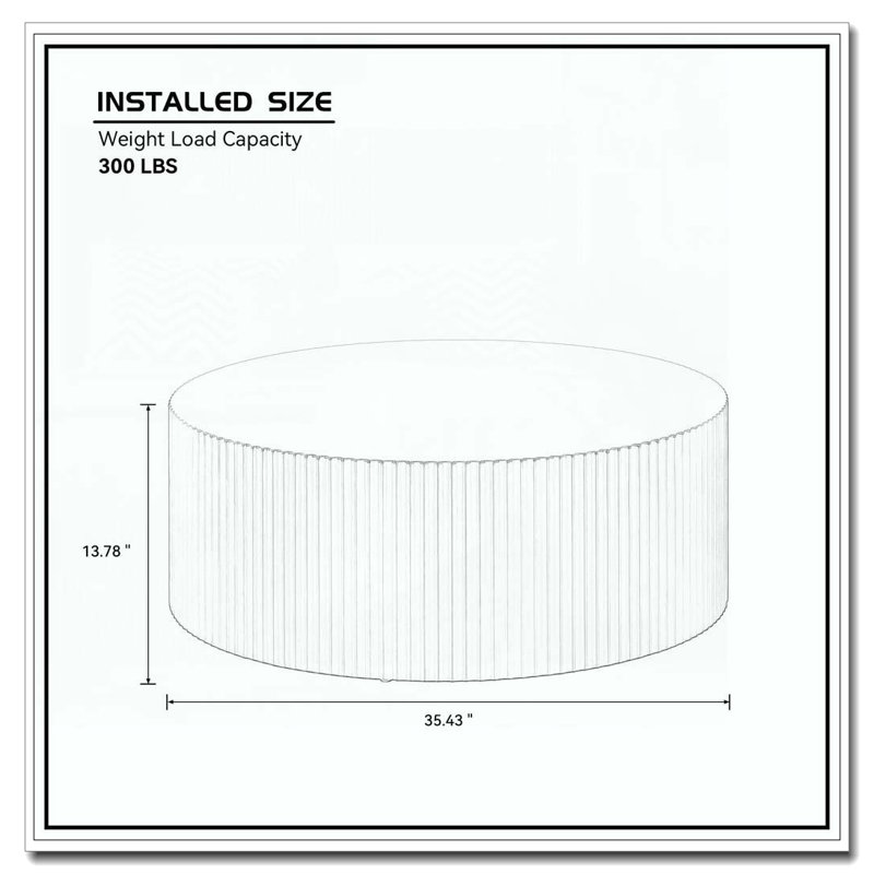 Round Coffee Table with Handcrafted Relief, White