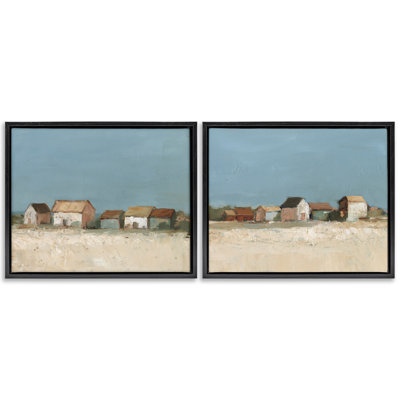  Ensemble de 2 toiles flottantes encadrées Country House in Distance par Ethan Harper