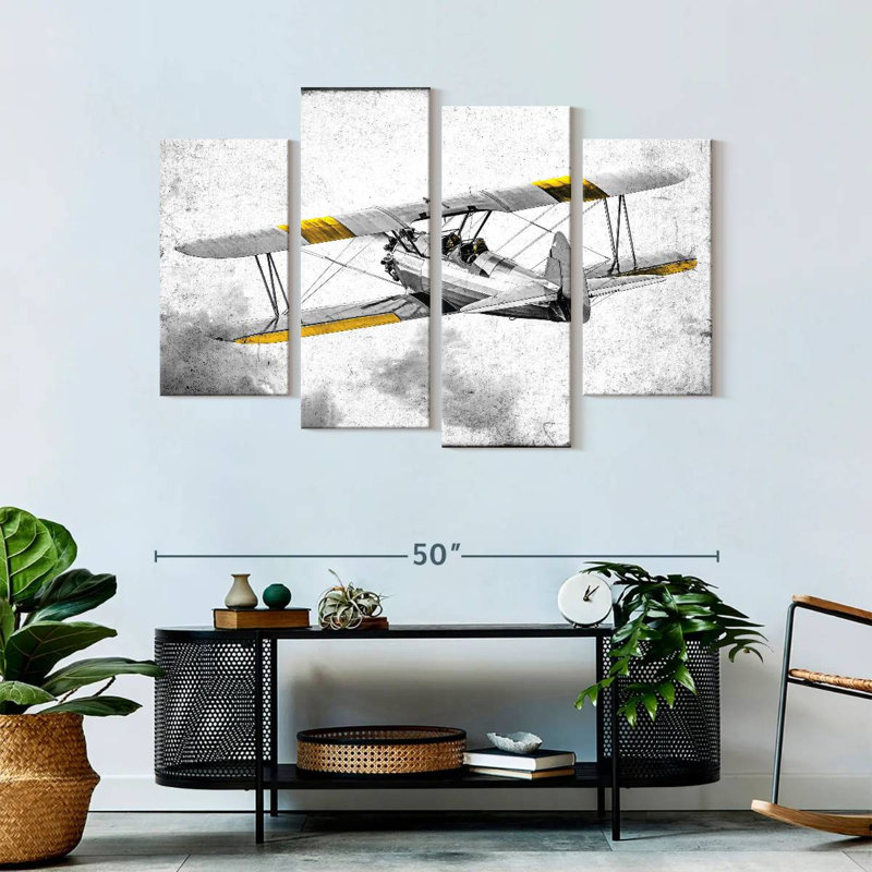 Reproduction sur toile Biplane Pop, H 32 po x l 52 po x P 1,25 po