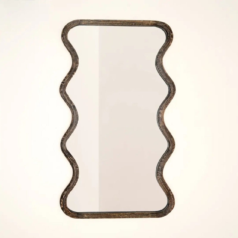 Miroir mural en bois, miroir mural irrégulier à forme libre pour décoration intérieure, 36 po x 72 po