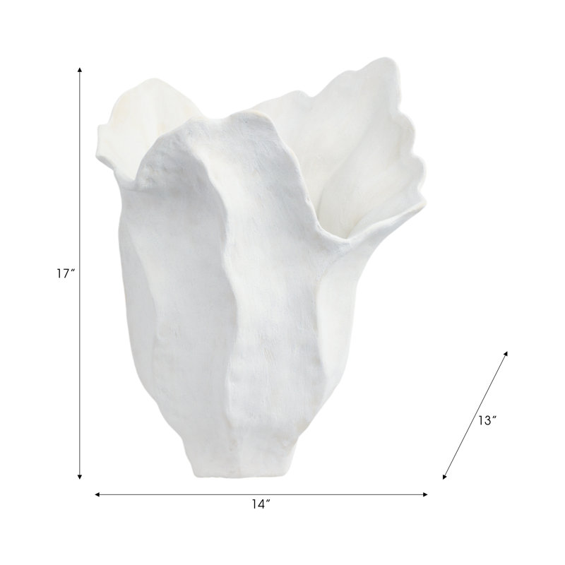 Sagebrook Home 16" Zaldana Large Porcelain Vase, Ivory, Ivory, 17" H x 14" W x 13" D