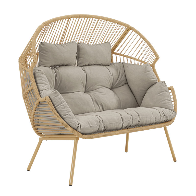 Cocona 2 Seat Standing Egg Chair, Brown, Beige