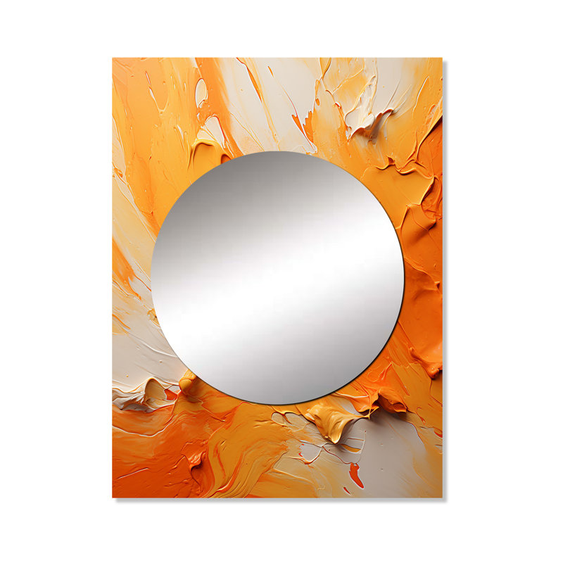 Jeannettes Tangerine Tango I - miroir mural paysager, miroir décoratif jaune, impression d'art en métal, 40 po x 30 po