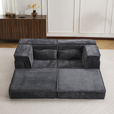 Convertible Modular Mahjong Sofa - Circle Fleece Pet-friendly Memory Foam Multi-config Couch
