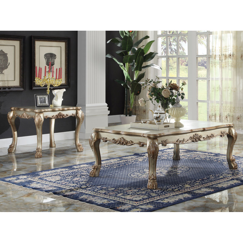 Roslin End Table, Gold Patina & Bone