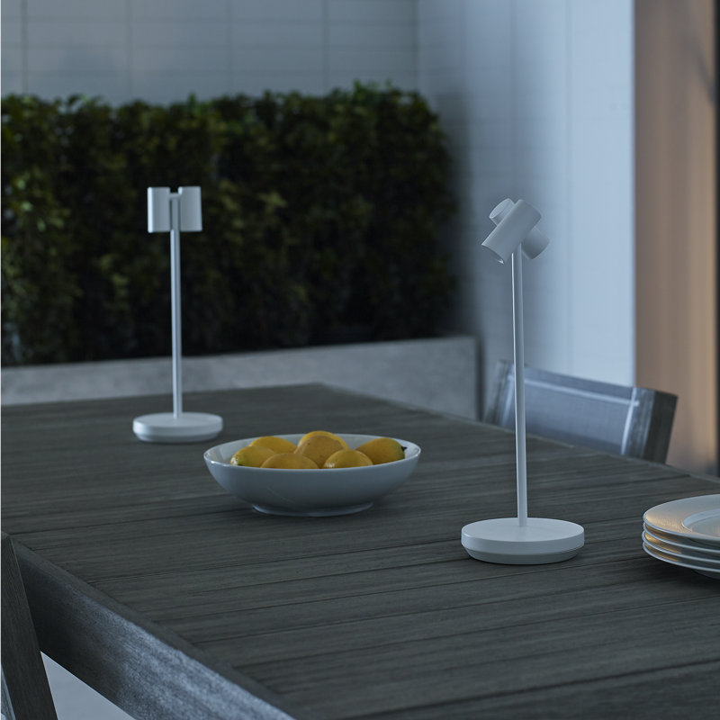 Doppia Accent Rechargeable Table Lamp, Matte White