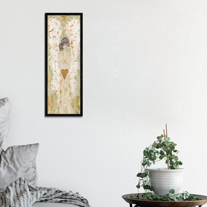 Green Angel by Ashley Bradley - Painting on Canvas, 30.48 cm H x 91.44 cm W, Black Framed