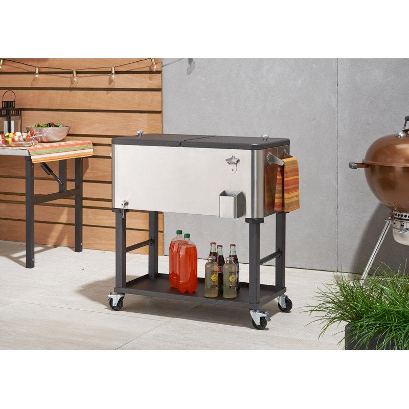 TRINITY 100 pte / 25 gallons Glacière à roulettes en acier inoxydable avec baignoire amovible